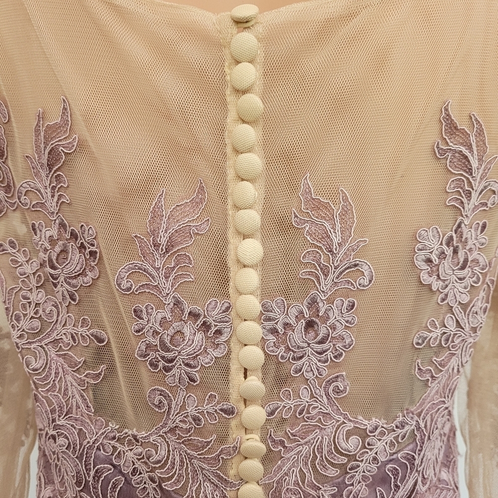 Mermaid Satin Evening Dress Scoop Neck Size 12 - Picture 6 of 11